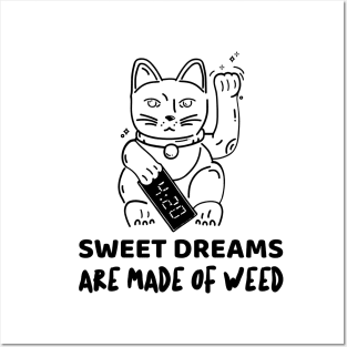 Funny cat dreaming because of weed Posters and Art